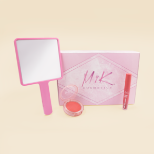 Kit Eternal Love, incluye Fine Lip, Glow Blush y espejo grande de Myk para un look completo.